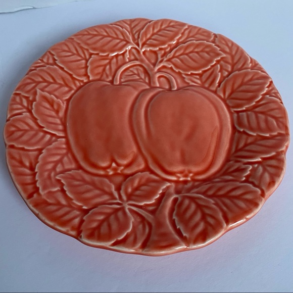 Pumpkin Plate Dish Ceramic 8.5” Fall Autumn leaves Cookies Dessert cheese EIC - Picture 10 of 13